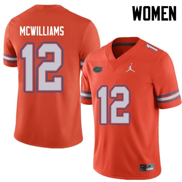 Women's NCAA Florida Gators C.J. McWilliams #12 Stitched Authentic Jordan Brand Orange College Football Jersey SBY5065HV